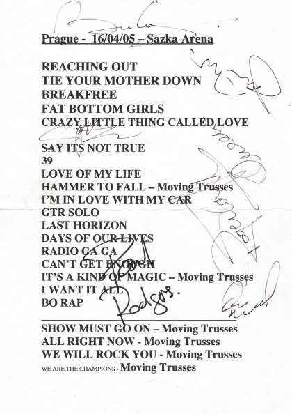 Setlist - Queen + Paul Rodgers - 16.04.2005 Prague, Czech Republic