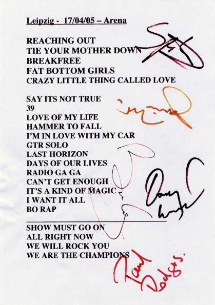 Setlist - Queen + Paul Rodgers - 17.04.2005 Leipzig, Germany