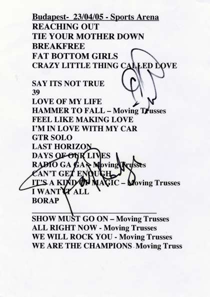 Setlist - Queen + Paul Rodgers - 23.04.2005 Budapest, Hungary