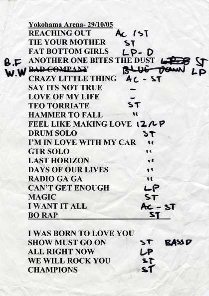 Setlist - Queen + Paul Rodgers - 29.10.2005 Yokohama, Japan
