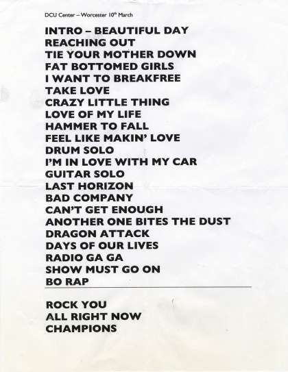 Setlist - Queen + Paul Rodgers - 10.03.2006 Worcester, MA, USA