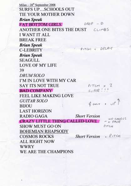 Setlist - Queen + Paul Rodgers - 28.09.2008 Milan, Italy