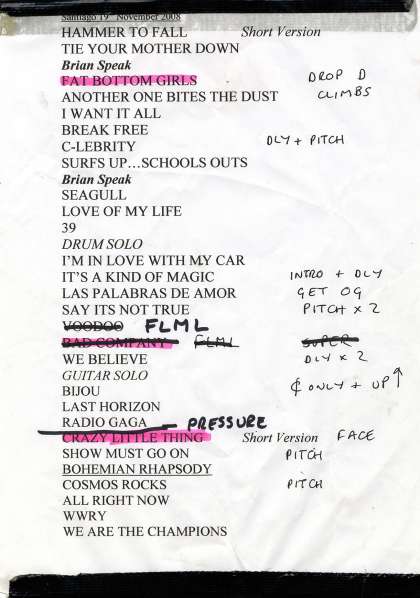 Setlist - Queen + Paul Rodgers - 19.11.2008 Santiago De Chile, Chile