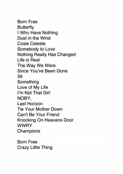 Setlist - Brian May - 06.11.2012 Leamington Spa, UK