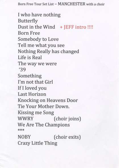 Setlist - Brian May - 25.06.2013 Manchester, UK
