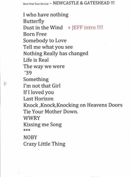 Setlist - Brian May - 26.06.2013 Gateshead, UK