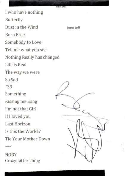 Setlist - Brian May - 18.02.2014 Stevenage, UK