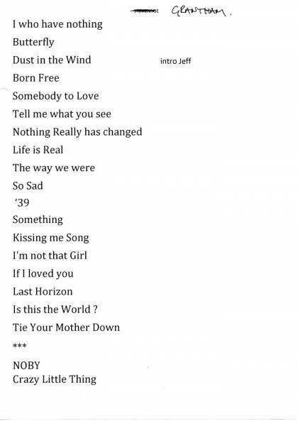 Setlist - Brian May - 22.02.2014 Grantham, UK