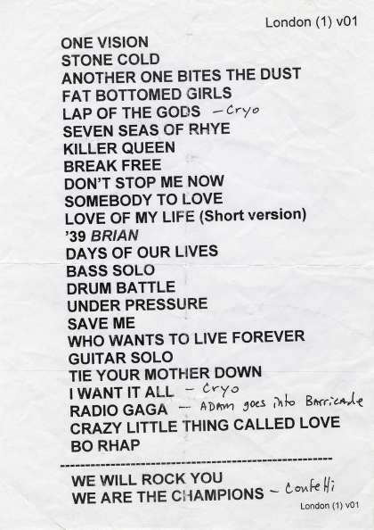 Setlist - Queen + Adam Lambert - 17.02.2015 Prague, Czech Republic