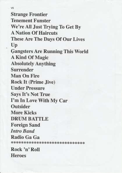 Setlist - Roger Taylor - 09.10.2021 Norwich, UK