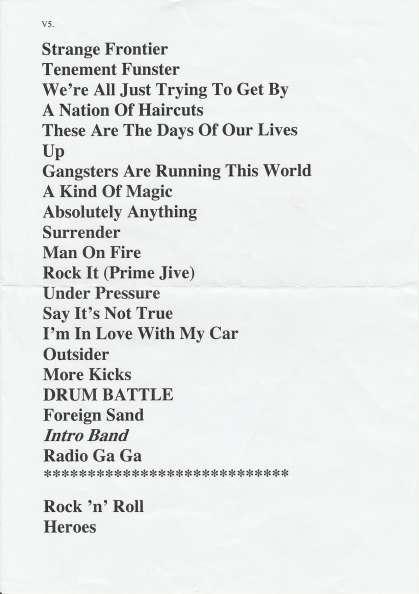 Setlist - Roger Taylor - 15.10.2021 Nottingham, UK