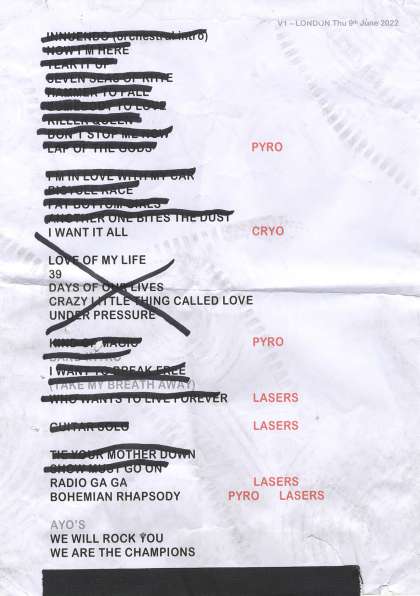 Setlist - Queen + Adam Lambert - 09.06.2022 London, UK
