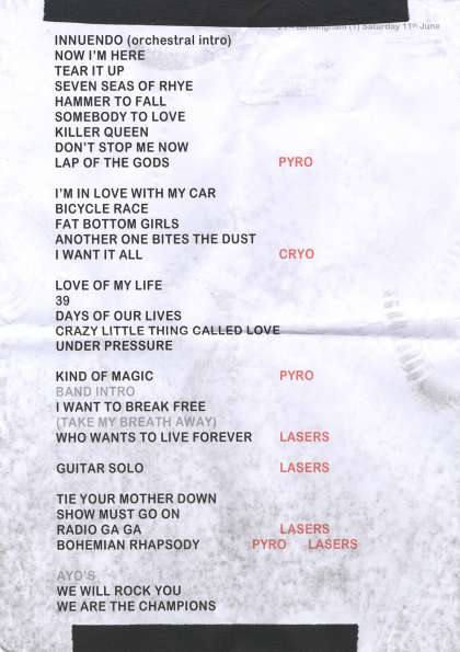 Setlist - Queen + Adam Lambert - 11.06.2022 Birmingham, UK