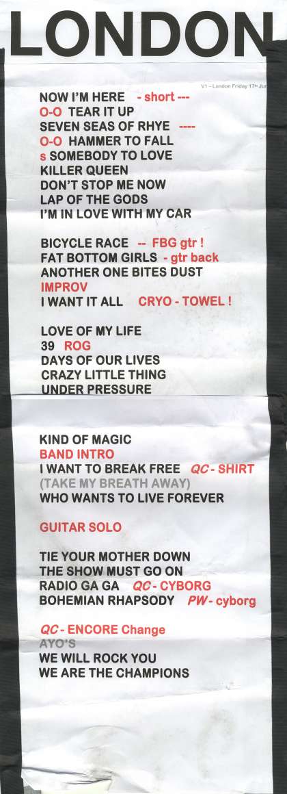 Setlist - Queen + Adam Lambert - 18.06.2022 London, UK