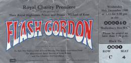 Ticket for the premiere of Flash Gordon