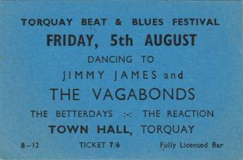 Ticket stub - The Reaction live at the Town Hall, Torquay, UK [05.08.1966]