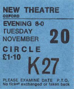Ticket stub - Queen live at the New Theatre, Oxford, UK [20.11.1973]