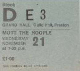 Ticket stub - Queen live at the Guildhall, Preston, UK [21.11.1973]
