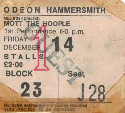 Ticket stub - Queen live at the Hammersmith Odeon, London, UK (1st gig) [14.12.1973 (1st gig)]
