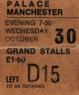 Ticket stub - Queen live at the Palace Theatre, Manchester, UK [30.10.1974]