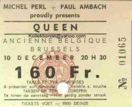 Ticket stub - Queen live at the Theatre 140, Brussels, Belgium [10.12.1974]