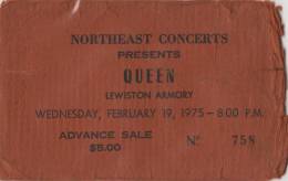 Ticket stub - Queen live at the Armory, Lewiston, ME, USA [19.02.1975]