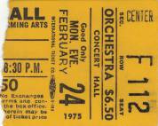 Ticket stub - Queen live at the Kennedy Centre, Washington, DC, USA [24.02.1975]