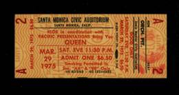 Ticket stub - Queen live at the Santa Monica Civic Auditorium, Santa Monica, CA, USA (2nd gig) [29.03.1975]
