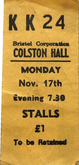 Ticket stub - Queen live at the Colston Hall, Bristol, UK [17.11.1975]