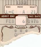 Ticket stub - Queen live at the Beacon Theatre, New York, NY, USA [06.02.1976]