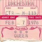 Ticket stub - Queen live at the Beacon Theatre, New York, NY, USA [07.02.1976]