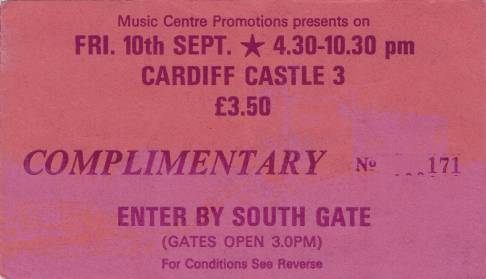 Ticket stub - Queen live at the Castle, Cardiff, UK [10.09.1976]
