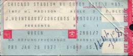 Ticket stub - Queen live at the Stadium, Chicago, IL, USA [28.01.1977]