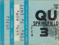 Ticket stub - Queen live at the Civic Centre, Springfield, MA, USA [03.02.1977]