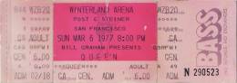 Ticket stub - Queen live at the Winterland Arena, San Francisco, CA, USA [06.03.1977]