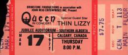 Ticket stub - Queen live at the Jubilee Auditorium, Calgary, Canada [17.03.1977]