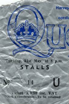 Ticket stub - Queen live at the Apollo Theatre, Glasgow, UK [31.05.1977]