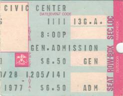 Ticket stub - Queen live at the Civic Centre, Portland, ME, USA [11.11.1977]