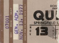 Ticket stub - Queen live at the Civic Centre, Springfield, MA, USA [13.11.1977]