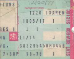 Ticket stub - Queen live at the Long Beach Arena, Long Beach, CA, USA [20.12.1977]