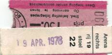 Ticket stub - Queen live at the Ahoy Hall, Rotterdam, The Netherlands [19.04.1978]