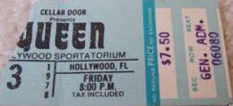 Ticket stub - Queen live at the Sportatorium, Miami, FL, USA [03.11.1978]