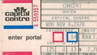 Ticket stub - Queen live at the Capital Centre, Landover, MD, USA [06.11.1978]
