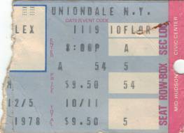 Ticket stub - Queen live at the Nassau Coliseum, Uniondale, Long Island, NY, USA [19.11.1978]