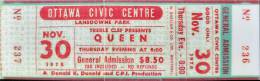 Ticket stub - Queen live at the Civic Centre, Ottawa, Canada [30.11.1978]