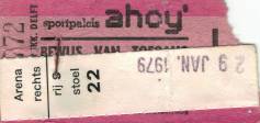 Ticket stub - Queen live at the Ahoy Hall, Rotterdam, The Netherlands [29.01.1979]