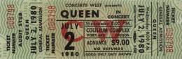 Ticket stub - Queen live at the Coliseum, Portland, OR, USA [02.07.1980]