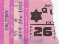 Ticket stub - Queen live at the Garden, Boston, MA, USA [26.09.1980]