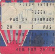 Ticket stub - Queen live at the Forum, Montreal, Canada [25.11.1981]