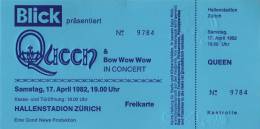 Ticket stub - Queen live at the Hallenstadion, Zurich, Switzerland [17.04.1982]